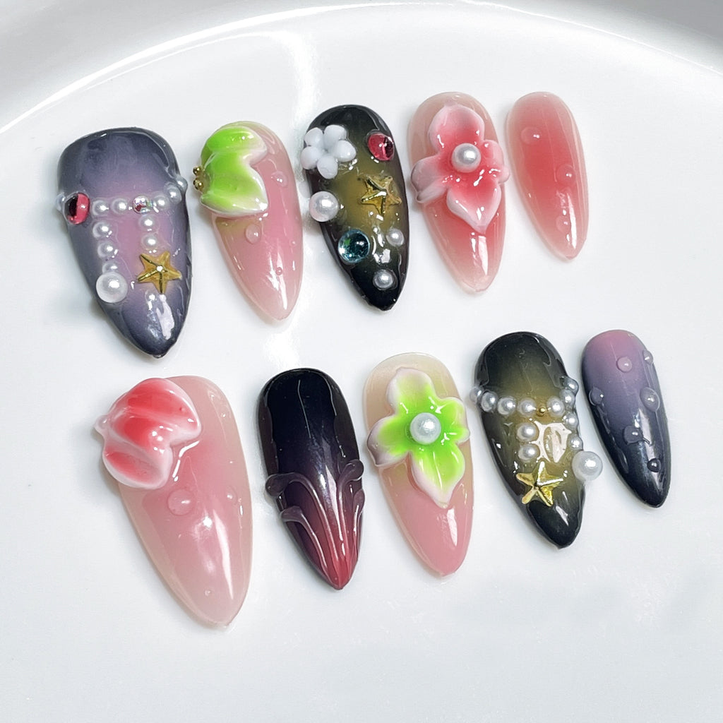 3D Sculpted Ice-clear Blush Nail Design