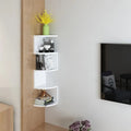 NEW White 5 Tier Floating Corner Shelf Wooden Storage Display Rack Unit Wall Mounted UK