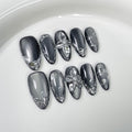 Black Metal Style Cat Eye Nail Stickers For Dark Edgy Manicures
