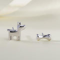 Asymmetrical Puppy Bone Stud Earrings Niche Versatile Ear Jewelry Perfect For Students