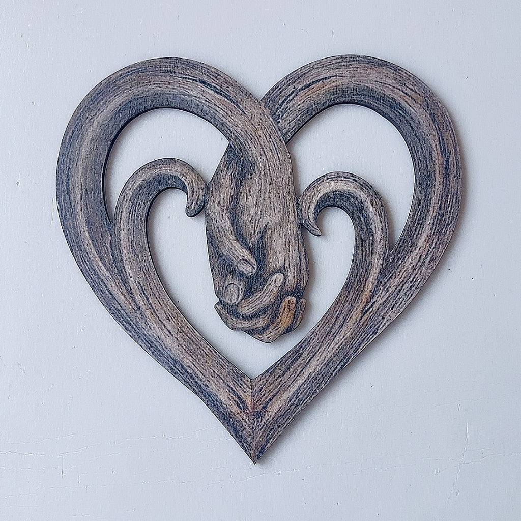 Hand-in-hand Heart Wall Decor Decorative Art Piece  Gift Item  Craft Ornament  Wooden Hanging Decoration