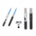 2Pcs Multi Functional Jet Flame Torch Lighter With 360 Degrees Upside Down Ignition Adjustable Flame Refillable Heat Resistant Lighter Suitable For Cigars Moxibustion Charcoal Outdoor Home