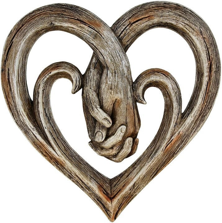 Hand-in-hand Heart Wall Decor Decorative Art Piece  Gift Item  Craft Ornament  Wooden Hanging Decoration