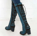 Womens Over-the-knee Boots With Back Lacing And Chunky High Heels