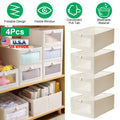 4Pcs Foldable Linen Clothing Storage Bin With Visible Clear Window Convenient Handle Multipurpose Collapsible Storage Basket Closet Fabric Container For Shelves Bedroom