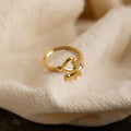 Sweet-style 18K Gold Stainless Steel Linear Heart Key Ring